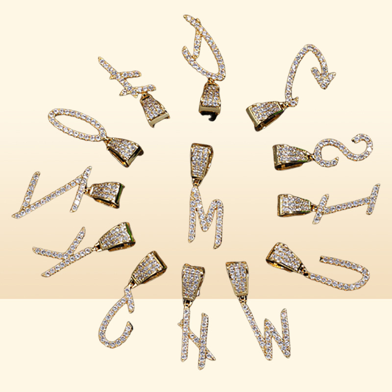 Gold Silver AZ Letters Pendant Necklaces Whos Initial Micro Letter Charm for Men Women with 24inch Rope chain