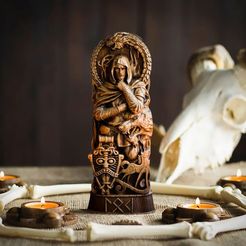Nordic Gods Odin Sol Loki Carving Resin Sculpture Altar Heathen Asatru Norse Legend Viking God Goddes Home Desk Decoration 240123