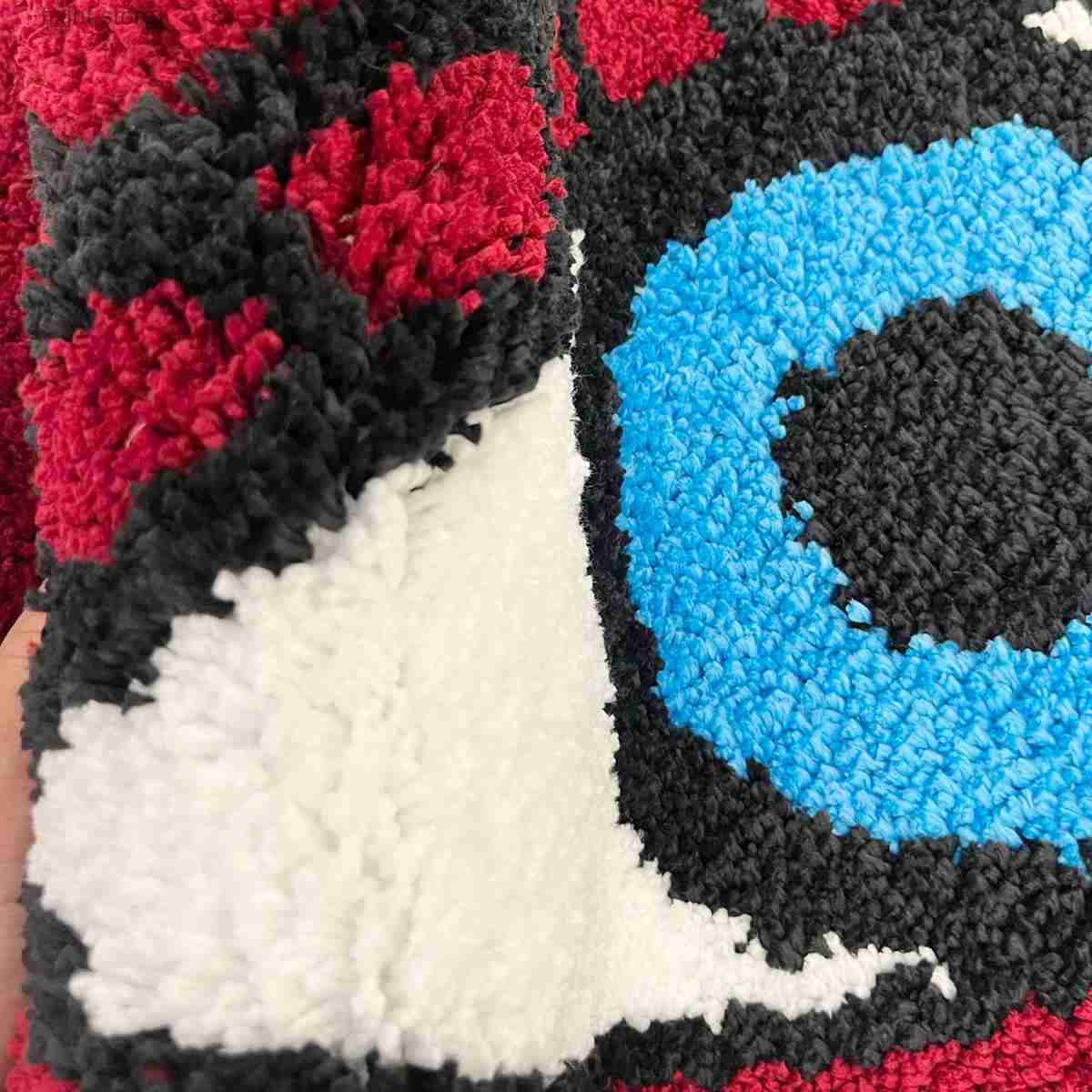 Carpet Red Heart Tufting Rug Blue Eye Doormat Irregular Thickened Antislip Carpet Tufting Fluffy Carpets Living Room Bedside Floor Mat T240219