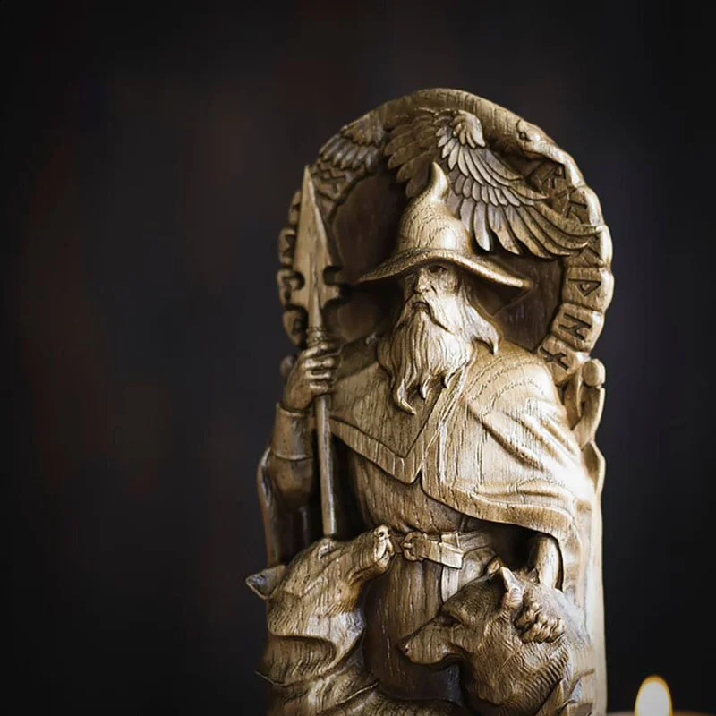 Nordic Gods Odin Sol Loki Carving Resin Sculpture Altar Heathen Asatru Norse Legend Viking God Goddes Home Desk Decoration 240123