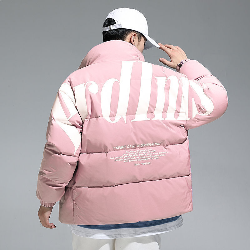 Privathinker Thick Warm Men Winter Jacket Parka Casual Loose Harajuku Mens Oversized Parkas Coats Hooded Print Red Clothes 201026