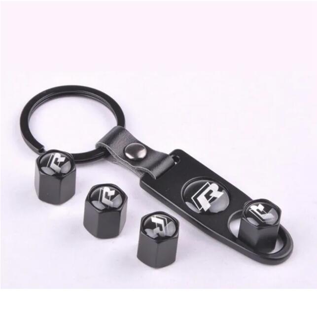 Tire Valve Stems Caps Stainless Steel Wheel R Line Rline GTI Logo Wrench Keychain For Volkswagen Passat Sagitar Magotan Tiguan