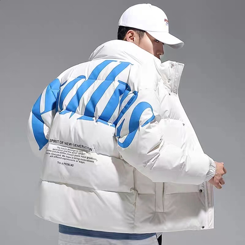 Privathinker Thick Warm Men Winter Jacket Parka Casual Loose Harajuku Mens Oversized Parkas Coats Hooded Print Red Clothes 201026