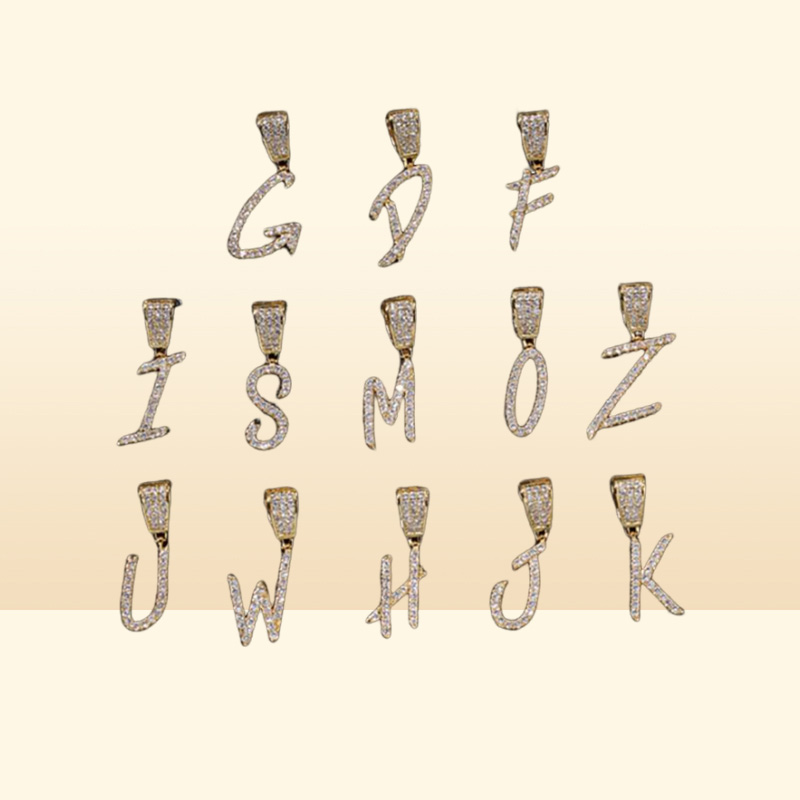 Gold Silver AZ Letters Pendant Necklaces Whos Initial Micro Letter Charm for Men Women with 24inch Rope chain