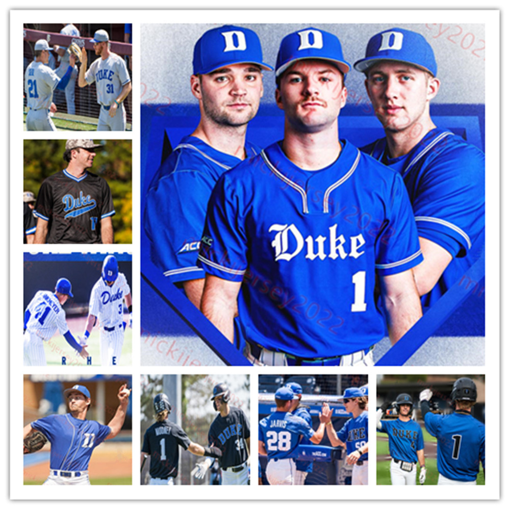 Duke Blue Devils Baseball Jersey 23 Michael Seander 33 Roman DiGiacomo 28 Bryce Jarvis 3 J.Walker Duke Jerseys Custom Stitched Mens Youth