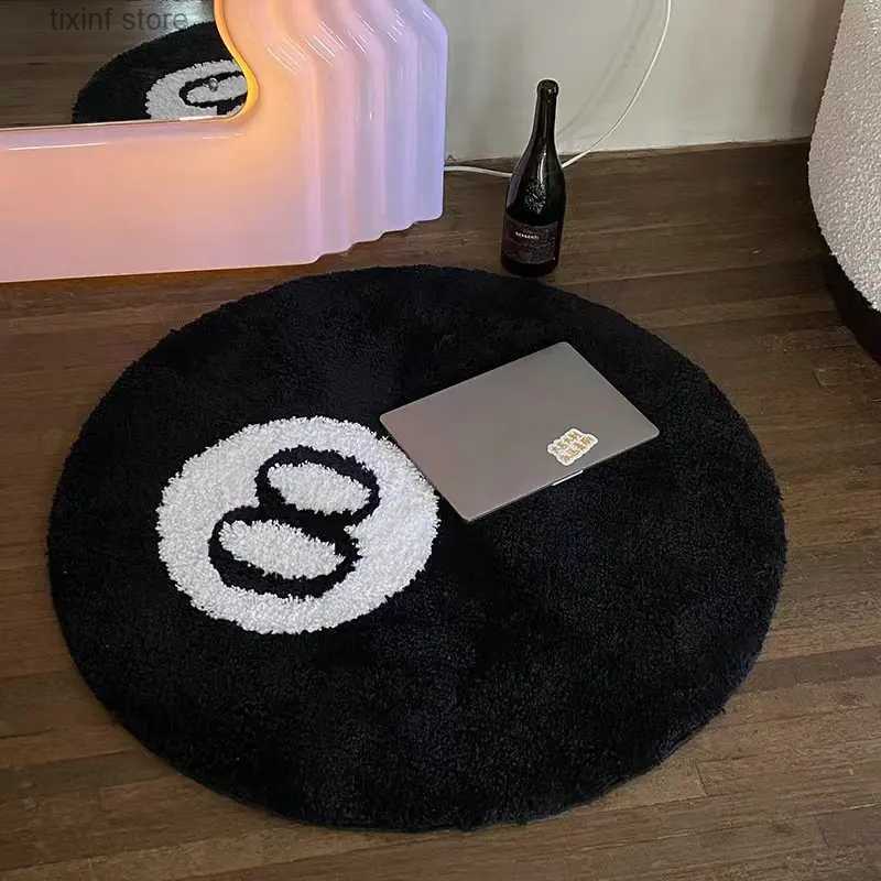 Carpet LAKEA Halloween 8 Ball Rug Indoor Home Decoration Spooky Halloween Gifts 8 Ball Accent Round Tufting Soft Rug Horror Movie Mat T240219