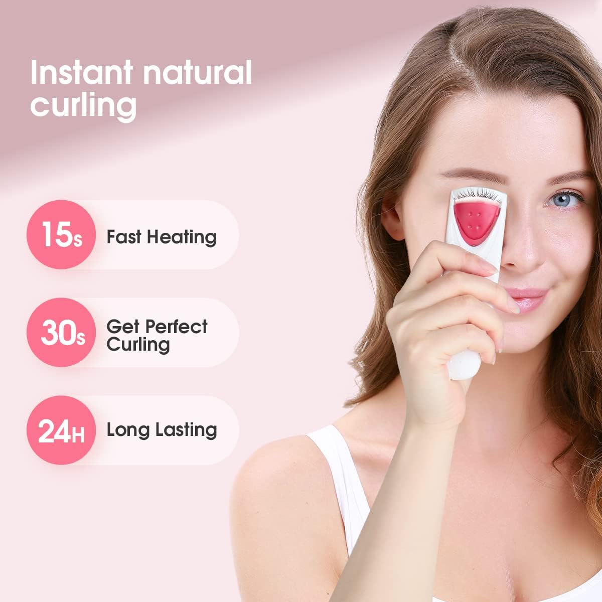 US stock TOUCHBeauty Professional Heated Eyelash Curler with Silicone Refill Pad Curling Tool for Women Long Lasting Naturally Eyelashes TB-2003A