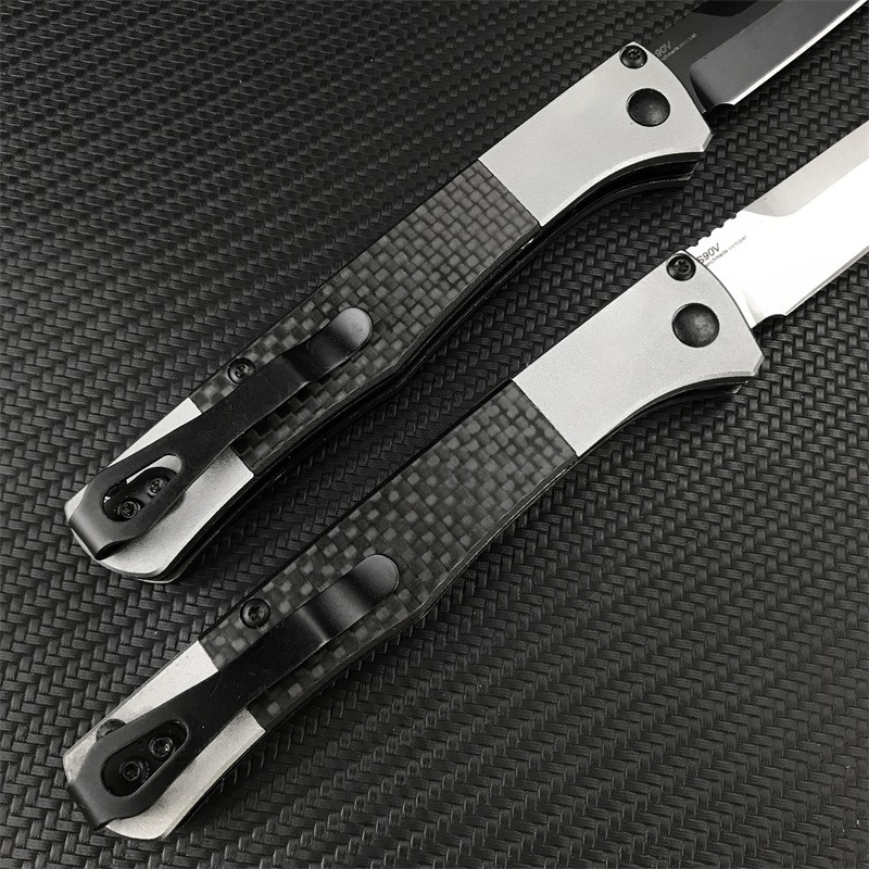 Higher Quality BM 4170BK Fact Assisted Folding S90V DLC Spear Point Blade Aluminum Handles with Carbon Fiber Inlays Portable Outdoor Hunting Pocket Kn