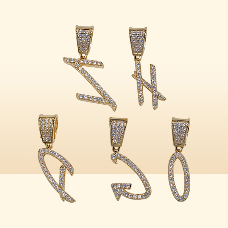 Gold Silver AZ Letters Pendant Necklaces Whos Initial Micro Letter Charm for Men Women with 24inch Rope chain