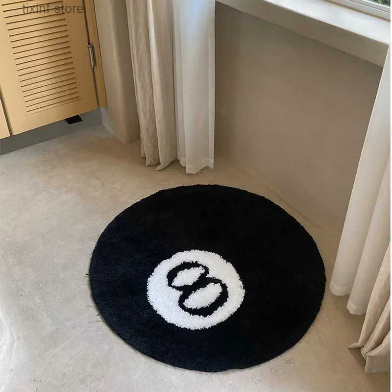 Carpet LAKEA Halloween 8 Ball Rug Indoor Home Decoration Spooky Halloween Gifts 8 Ball Accent Round Tufting Soft Rug Horror Movie Mat T240219