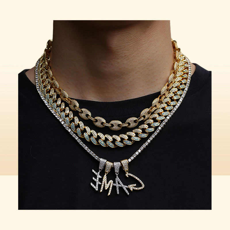 Gold Silver AZ Letters Pendant Necklaces Whos Initial Micro Letter Charm for Men Women with 24inch Rope chain