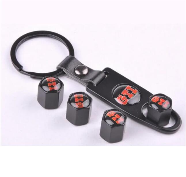 Tire Valve Stems Caps Stainless Steel Wheel R Line Rline GTI Logo Wrench Keychain For Volkswagen Passat Sagitar Magotan Tiguan