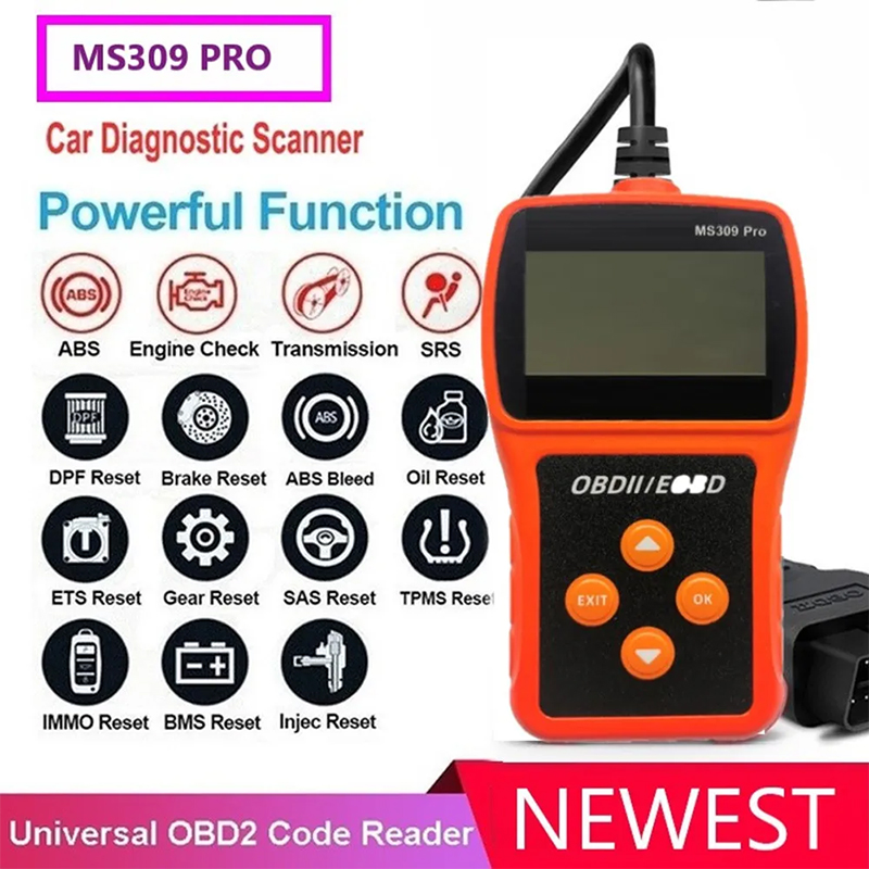 NEW OBDII Code Reader OBD Scanner Tool MS309PRO CAN BUS Car Diagnostic Systems MS309 Pro Reading Card Fault Detector