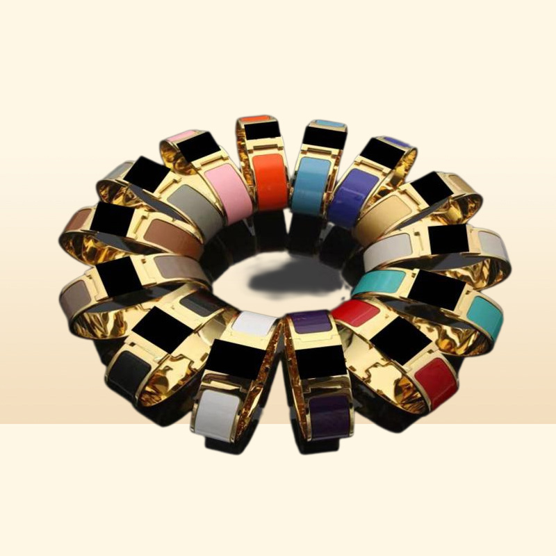 Brand New 18mm Wide Gold H Cuff Bracelet European Fashion Couple Designer Bracelet High Quality 316L Titanium Bracelets Jewel
