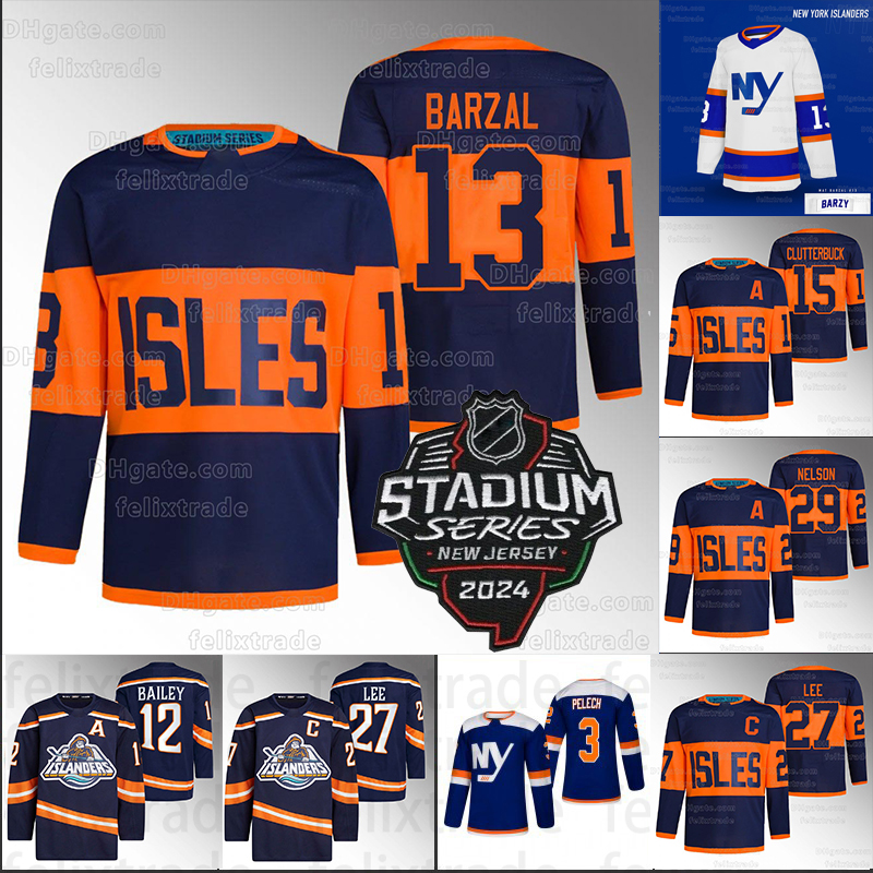 Bo Horvat NY islander 2024 stadium series Mathew Barzal Casey Cizikas Brock Nelson Ross Johnston Noah Dobson Zach Parise Ryan Pulock Adam Pelech Islanders Jersey