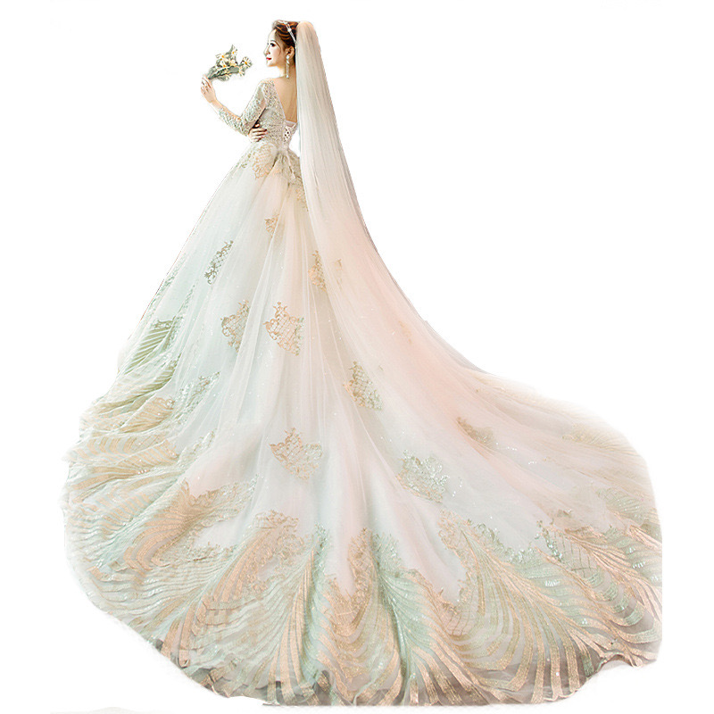 Modest Long Sleeve a line Wedding Dresses 2024 Embroidered lace Bridal Gowns Sheer Jewel Neck Lace Appliqued Sequins sweep train Plus Size Robe De Mar