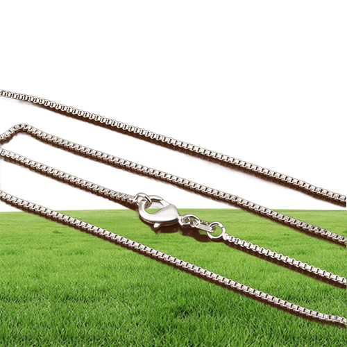 Bulk 1MM 925 sterling Silver Box chains Choker necklaces For women Men Jewelry Pendant Making 16 18 20 22 24 inches