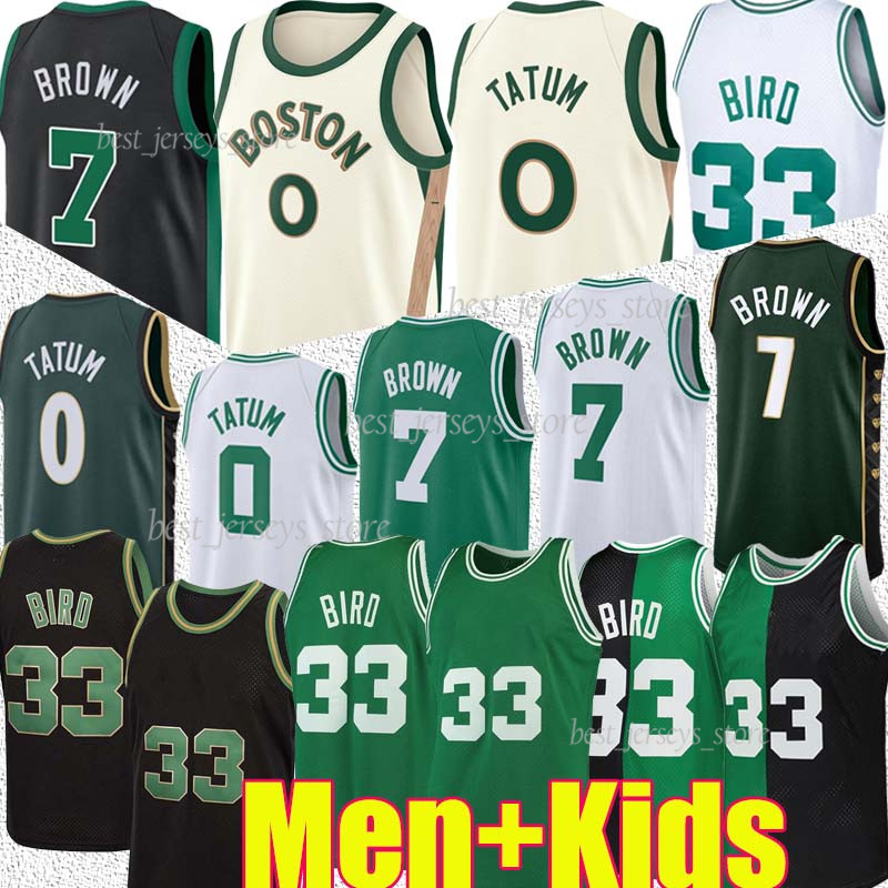 Jayson 0 Tatum Basketball Jerseys 2024 Jaylen 7 Brown Larry 33 Bird City Green edition Men Kids jersey All-star