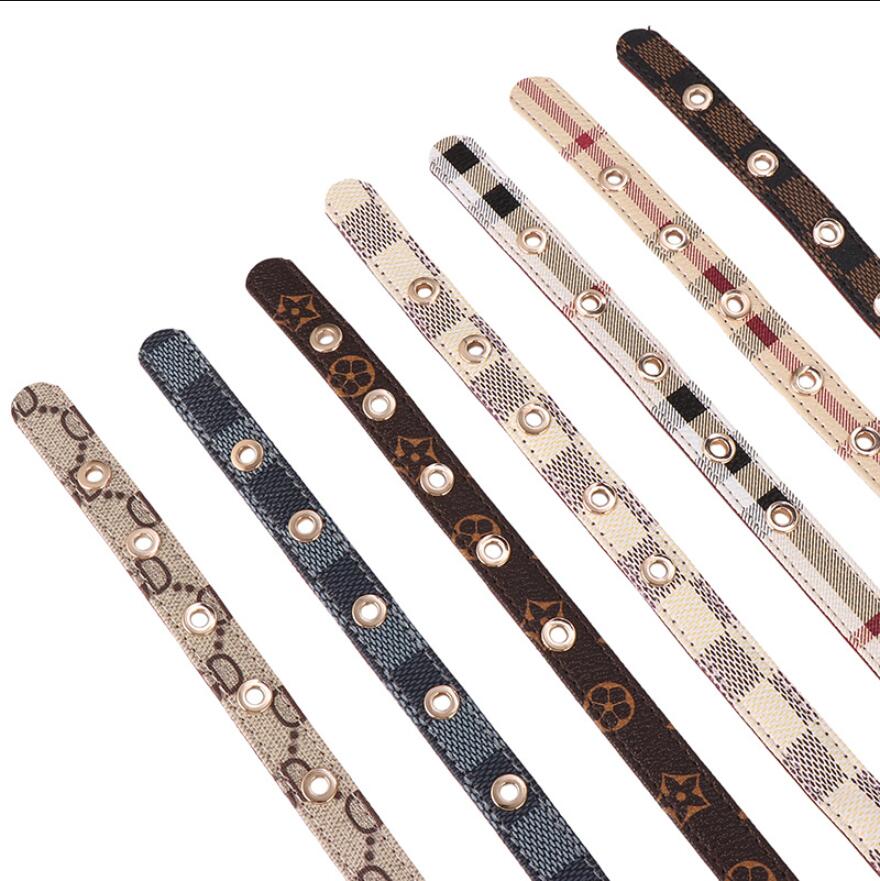 Dog Collars Leashes Designer Leather Collar and Leash Set Adjustable Basic Check Pattern Durable Harness with Metal Buckle Suitabl Dh3tv