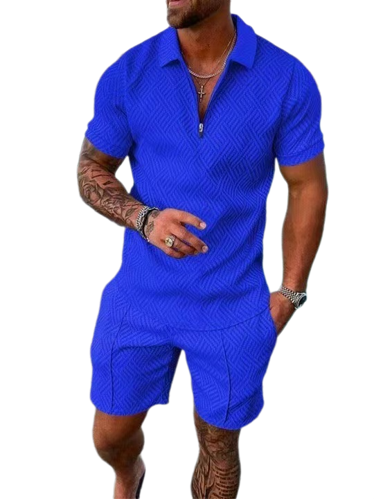 Men039s Tracksuits Polo Suit Fashion Sets s Solid Color Summer V neck Zipper Short Sleeve POLO Shirt Shorts Two Pieces Casual 2