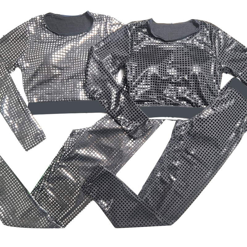 Sequins Yoga Suit For Women Sports Suit Fashion Long Sleeve Tights T Shirt Stretch Slim Leggings Women Clothing