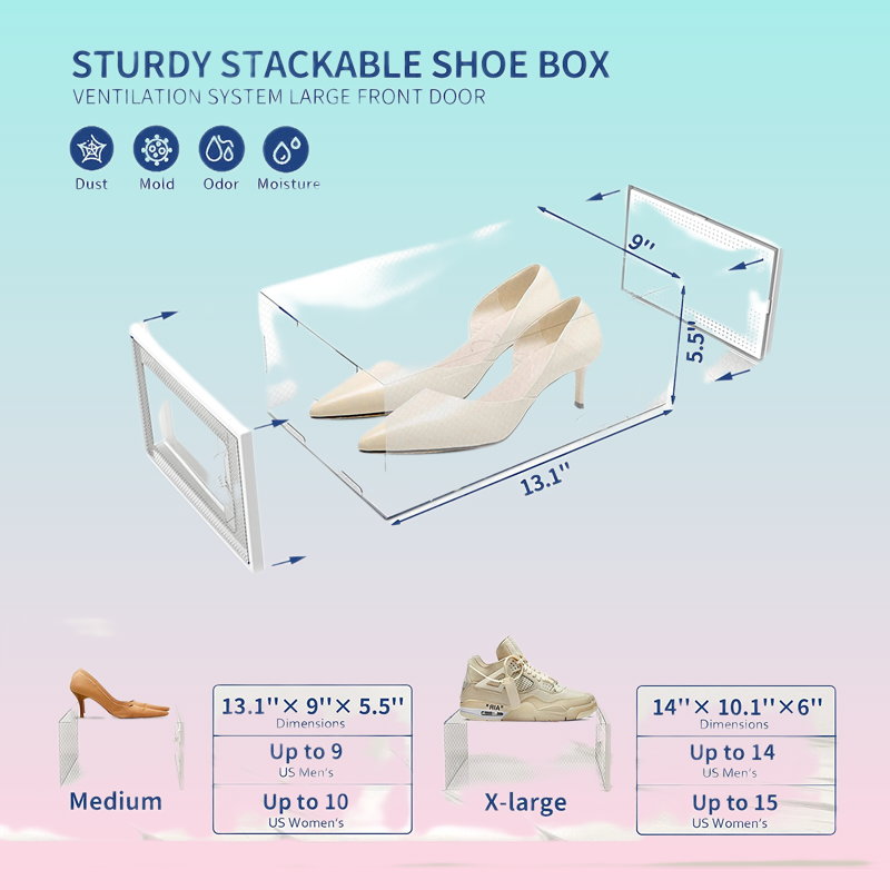 Shoe Storage Boxes Clear Plastic Stackable Shoe Organizer for Closet Foldable Shoes Containers Bins Holders3361362