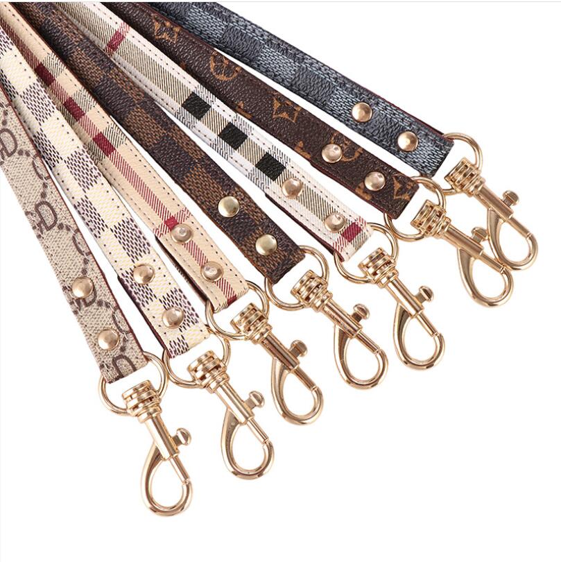 Dog Collars Leashes Designer Leather Collar and Leash Set Adjustable Basic Check Pattern Durable Harness with Metal Buckle Suitabl Dh3tv