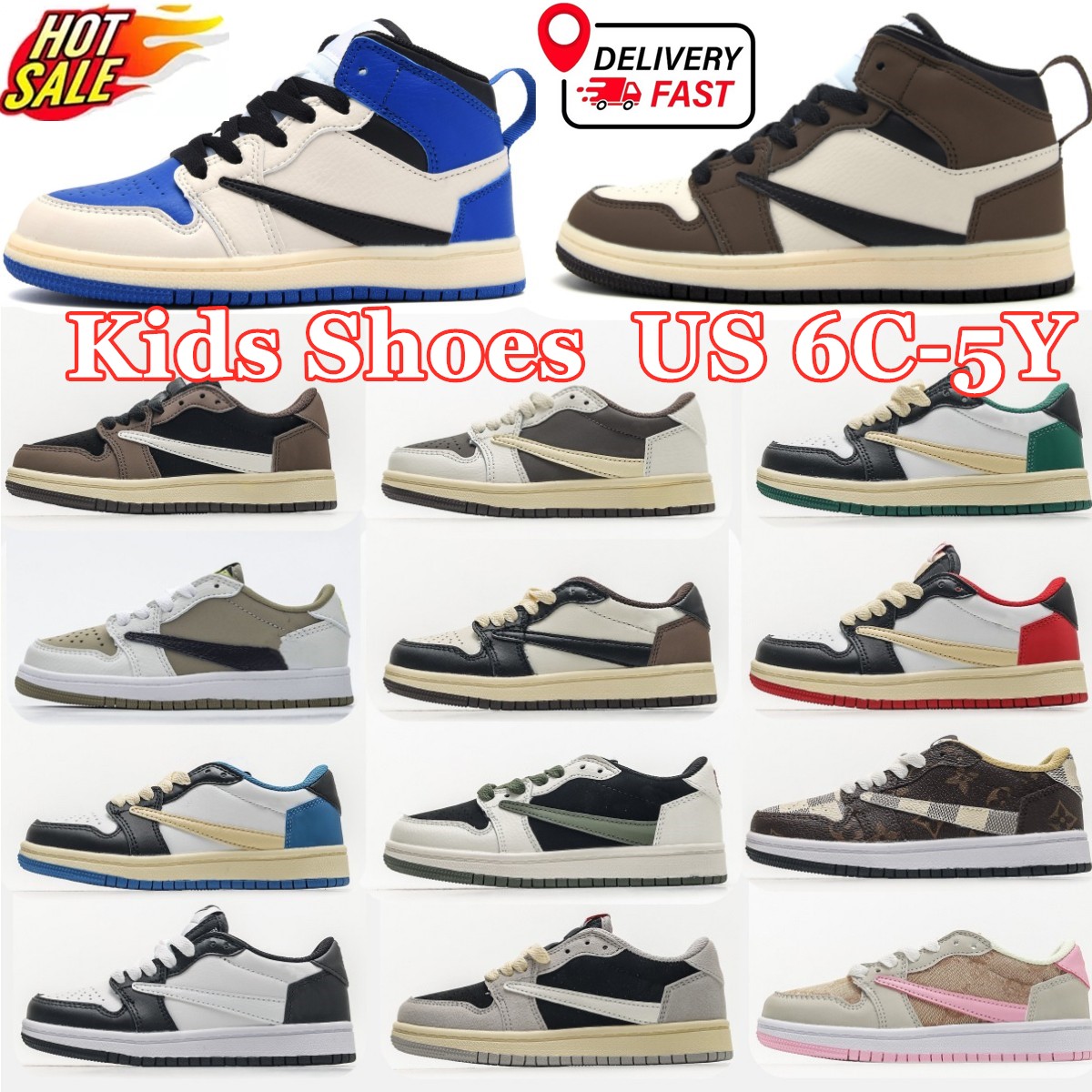 Jumpman 1s 1 Toddlers shoes Kids Golf Olive Reverse Mochas Basketball Shoe boys girls sneaker Designer Pine Game Chicago baby kid youth infants trainers 6C 4Y 5Y