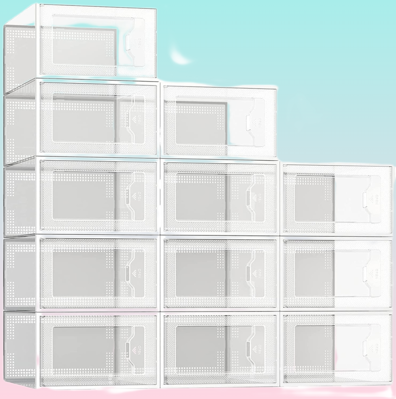 Shoe Storage Boxes Clear Plastic Stackable Shoe Organizer for Closet Foldable Shoes Containers Bins Holders3361362