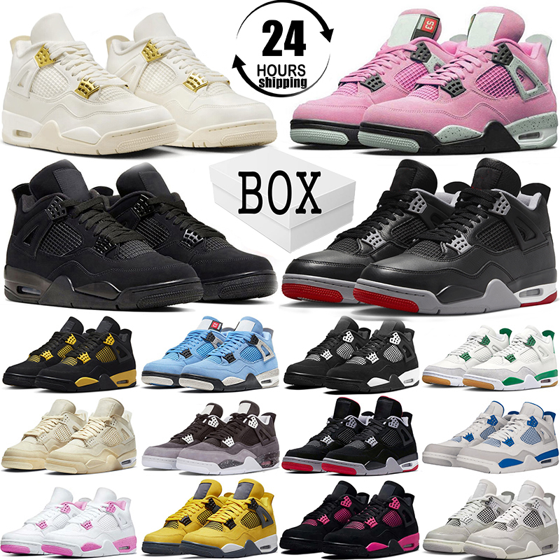 4s Orchid military black cat basketball shoes 4 Metallic Gold Bred Reimagined olive University Blue Pine Green men women outdoor sports trainerswx10/3