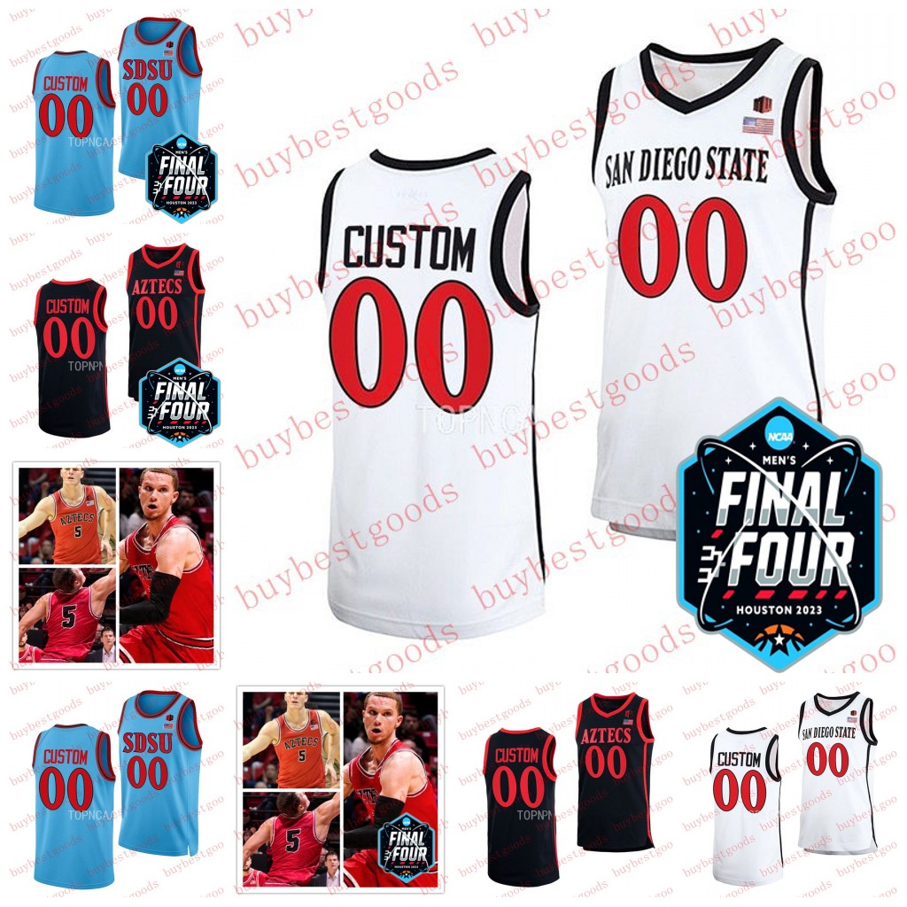 Custom San Diego State Aztecs Basketball 2023 Final Four Jersey Magoon Gwath Jay Pal BJ Davis Reese Dixon-Waters Ryan Schwarz Miles Heide Ryan Raad Jerseys