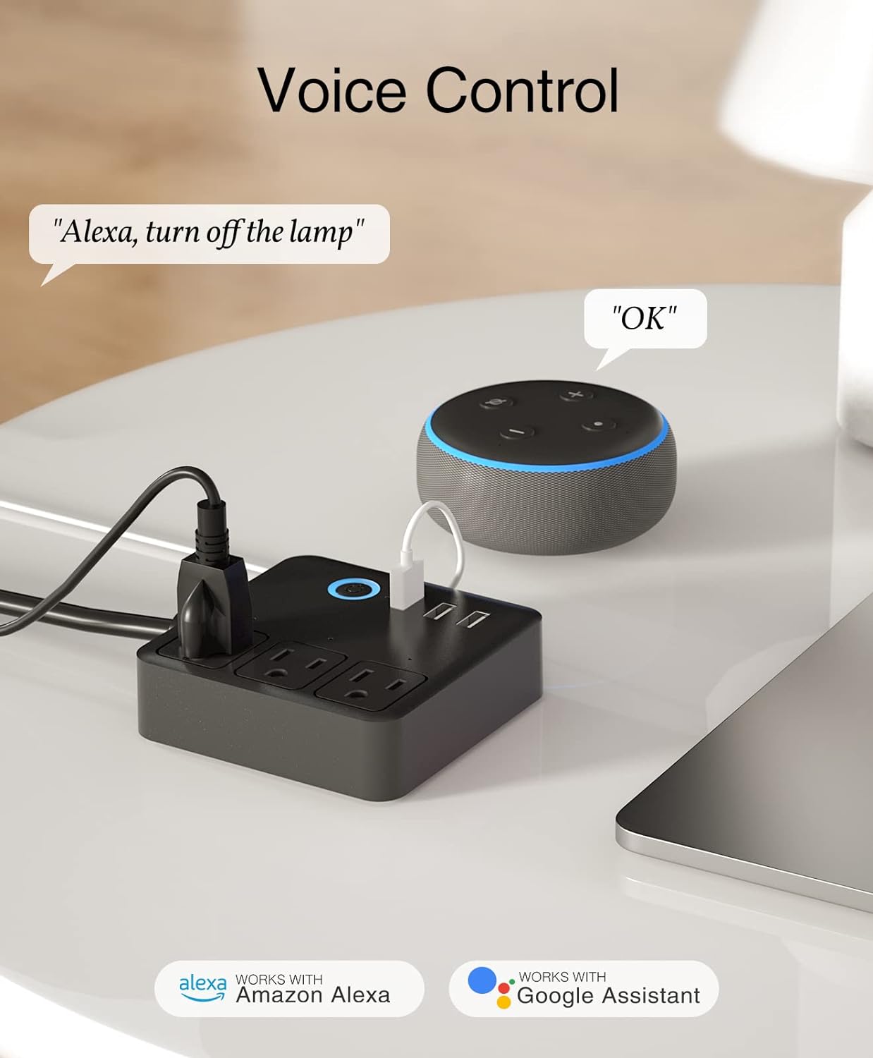 Smart Power Strip, 3 USB Ports and 3 Individually Controlled Smart Outlets, WiFi Surge Protector Works with Alexa Google Home.