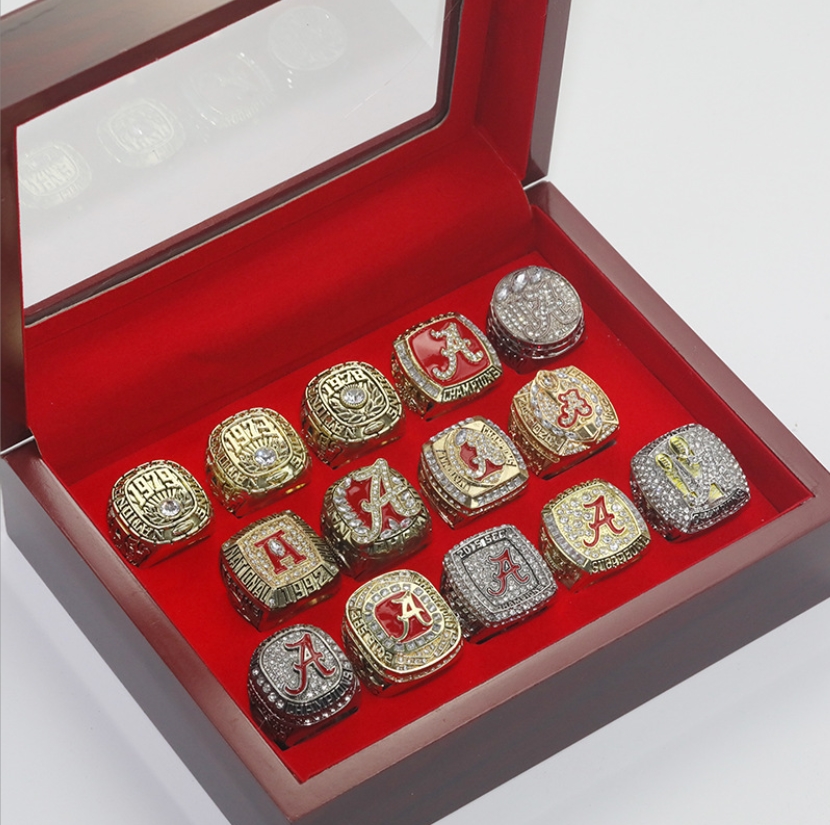 Cluster Rings 14Pcs Alabama Crimson Roll Tide National American Football Championship Ring Set Souvenir Men Fan Gift Wholesale Drop D