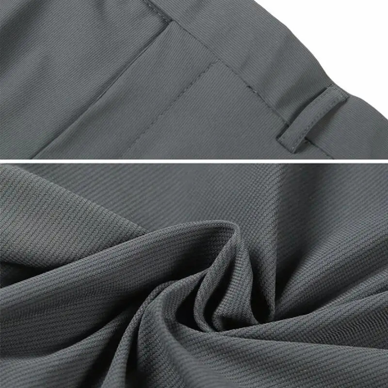 Mens Dress Pants Trousers Summer Thin Breathable Solid Casual High Elastic Slim Fit Suit Pants Streetwear Men Clothing 240220