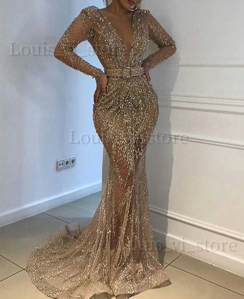 Basic Casual Dresses New Style Womens Evening Full Dress Sexy Sequin Long Sleeve Full Dresses for Women Bridesmaid Dress T240221