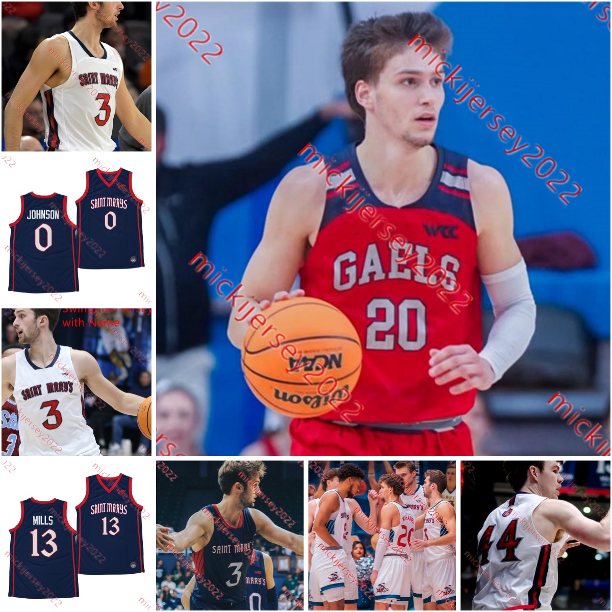 Saint Mary's Gaels Basketball Jersey Matthew Dellavedova J. Ford Malik Fitts Patty Mills Jock Landale Tommy Kuhse Mens Youth Custom stitched 2024 Saint Mary's jerseys