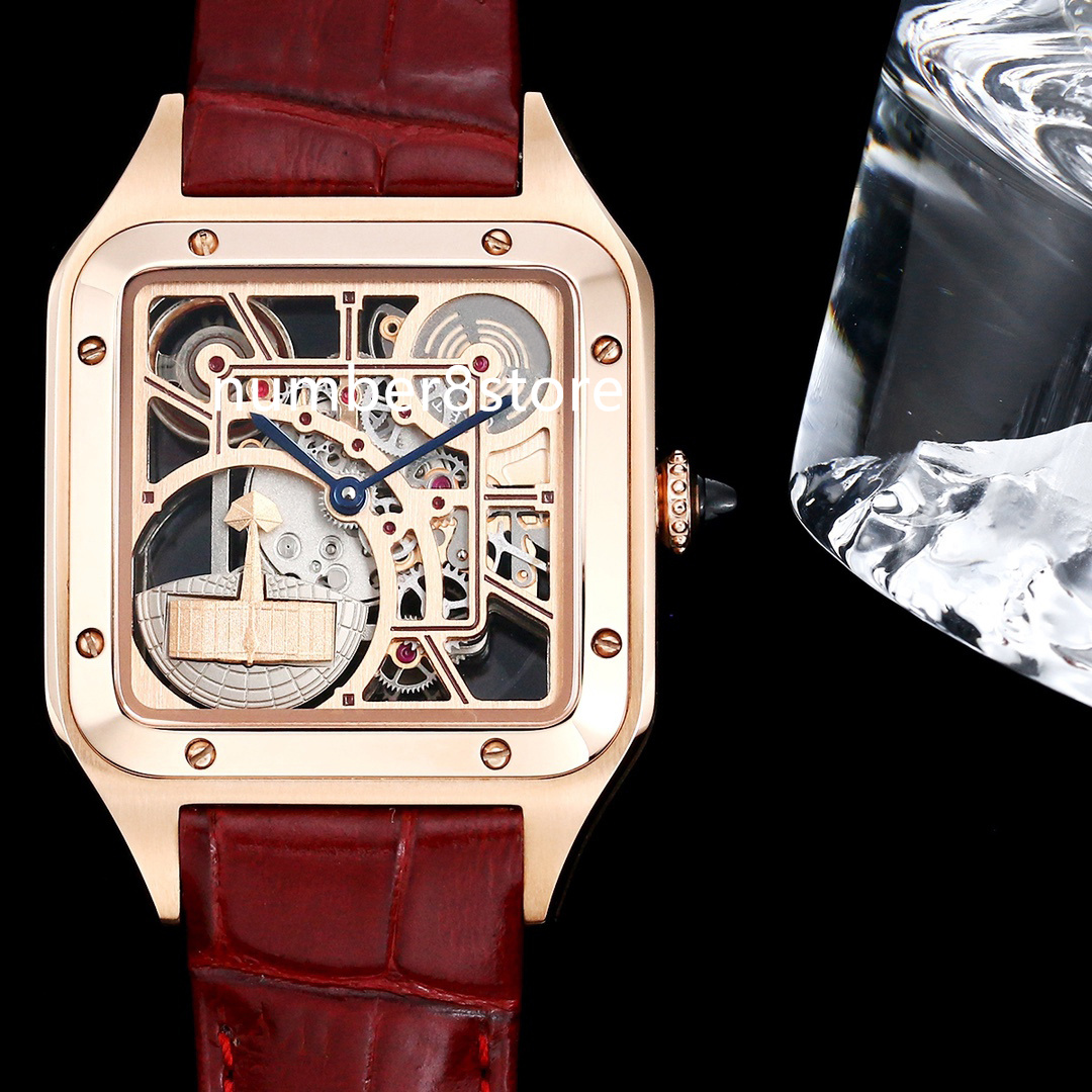 Yellow Gold WHSA0032 Skeleton Unisex Watch Square Ladies / Mens Luxury Watches 9629 MC Automatic Sapphire Crystal Rose Gold Designer Wristwatch