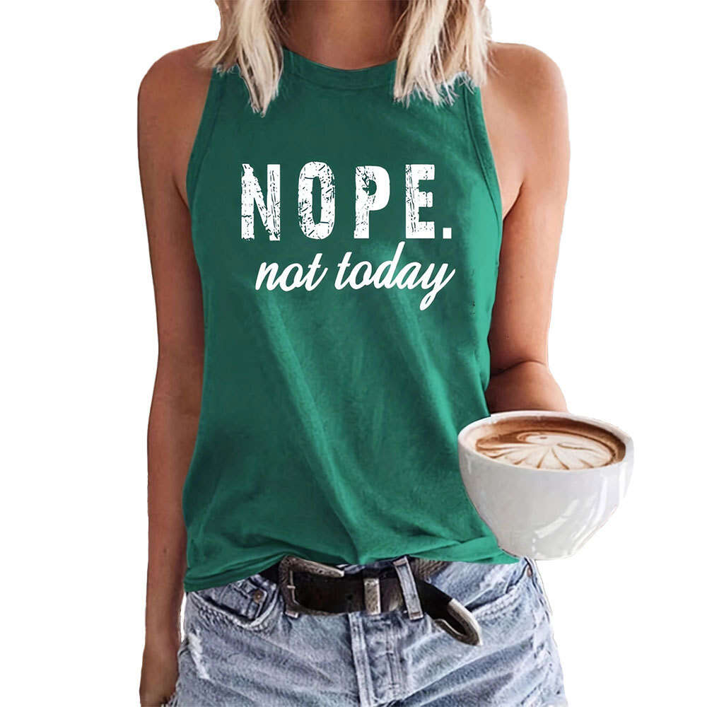 2024 Women's Fun Letter Round Neck Loose Casual Sleeveless Tank Top for Women