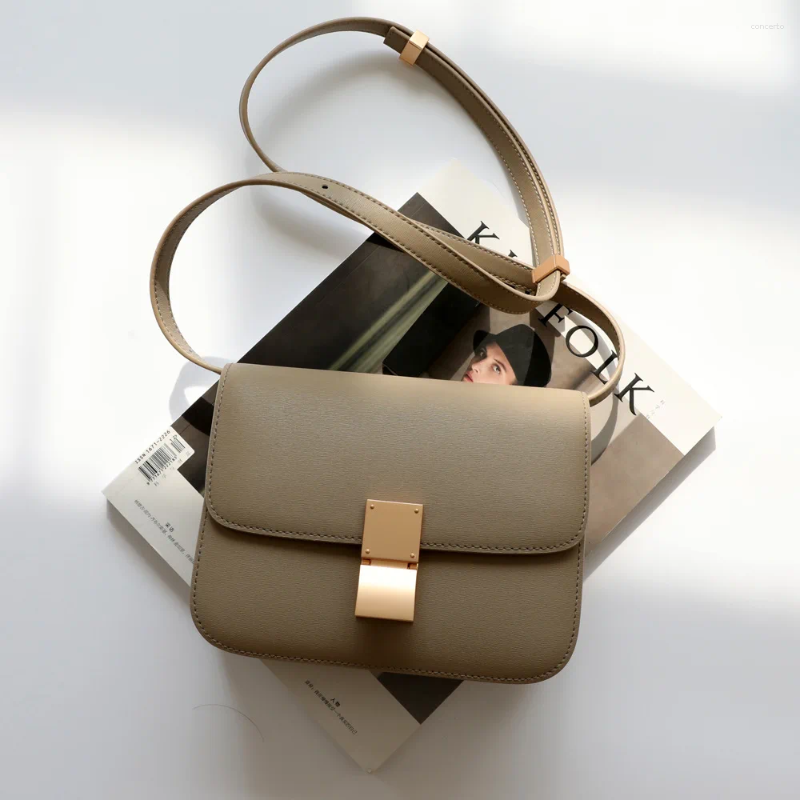 Evening Bags Genuine Leather Tofu Designer Women Crossbody Purse Quality Brand Bag Ladies Small Shoulder Messenger
