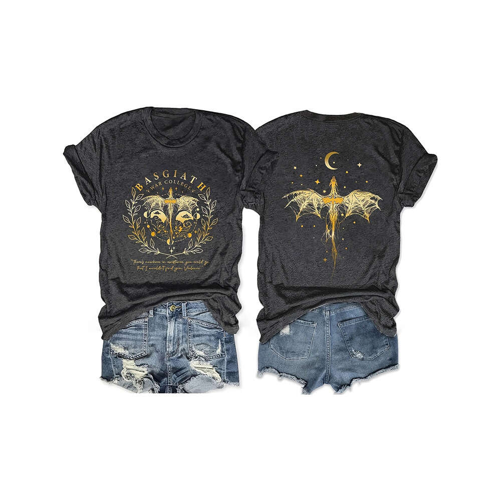 Women's Dragon Knight War Academy Casual Loose Round Neck Short Sleeve T-shirt Top