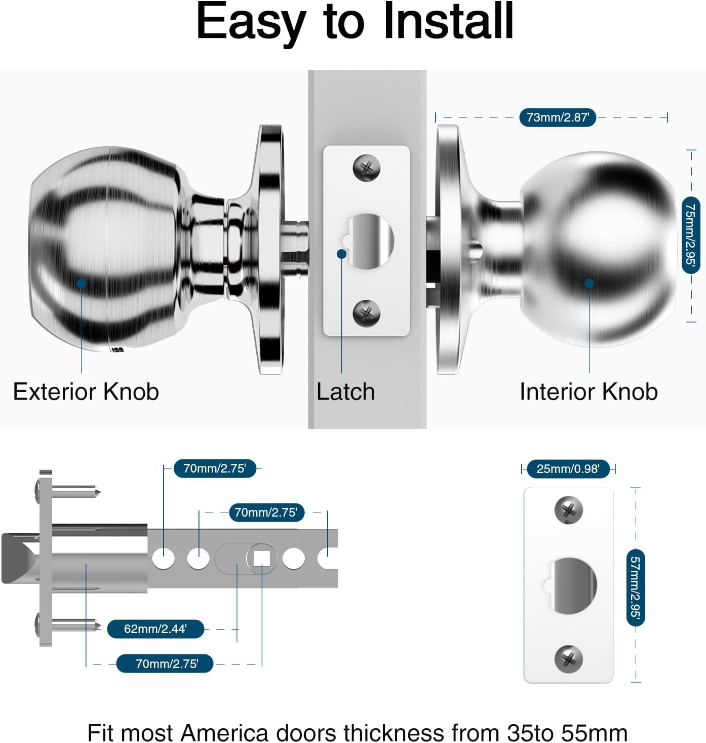 US stock Smart Door Knob Fingerprint Door Lock Rechargeable Smart Lock