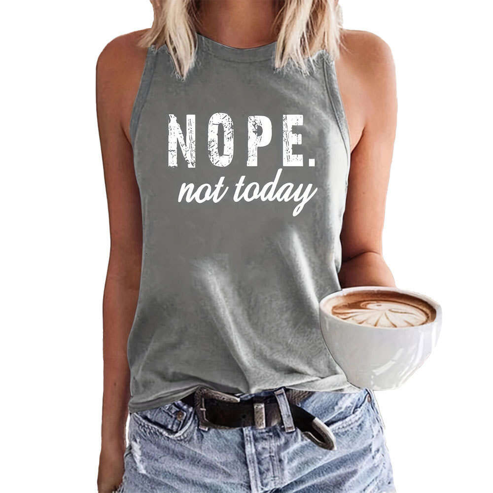 2024 Women's Fun Letter Round Neck Loose Casual Sleeveless Tank Top for Women
