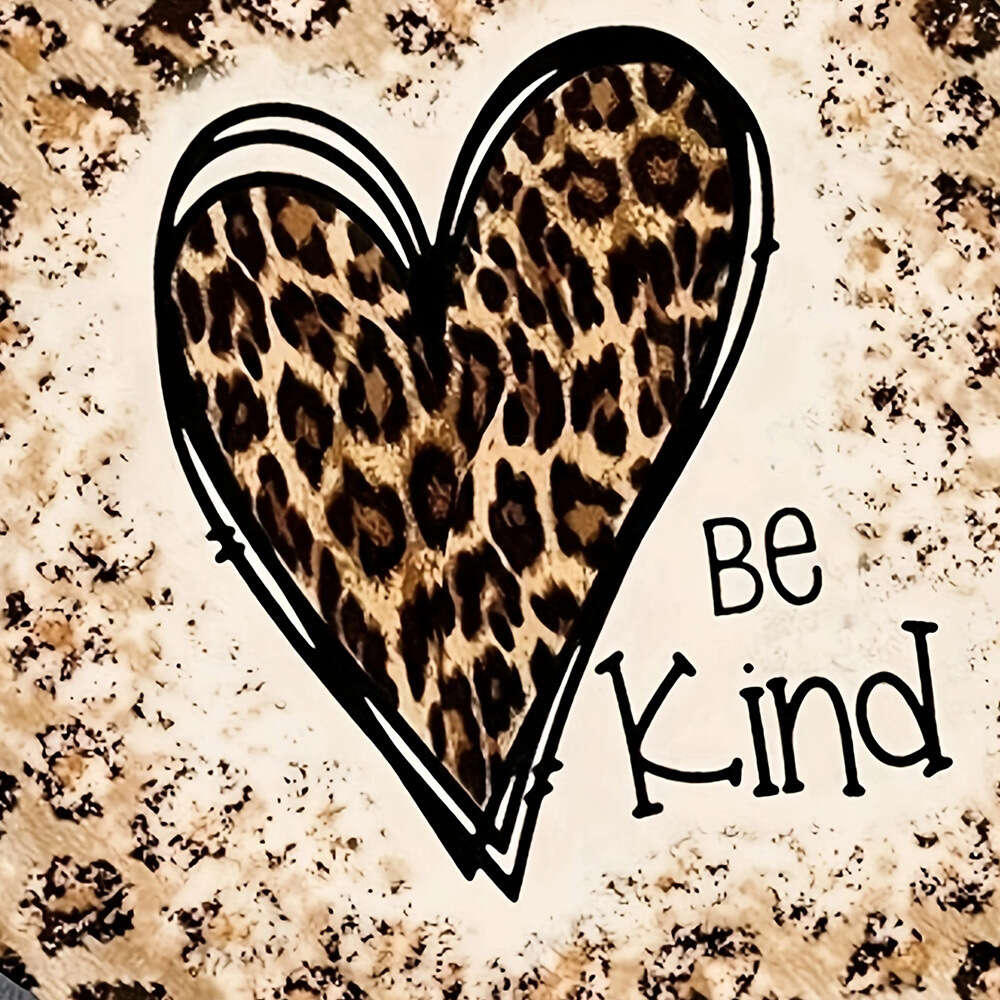 Love Tie Dyed Leopard Print Letter Printed Round Neck Short Sleeved T-shirt Women's Top