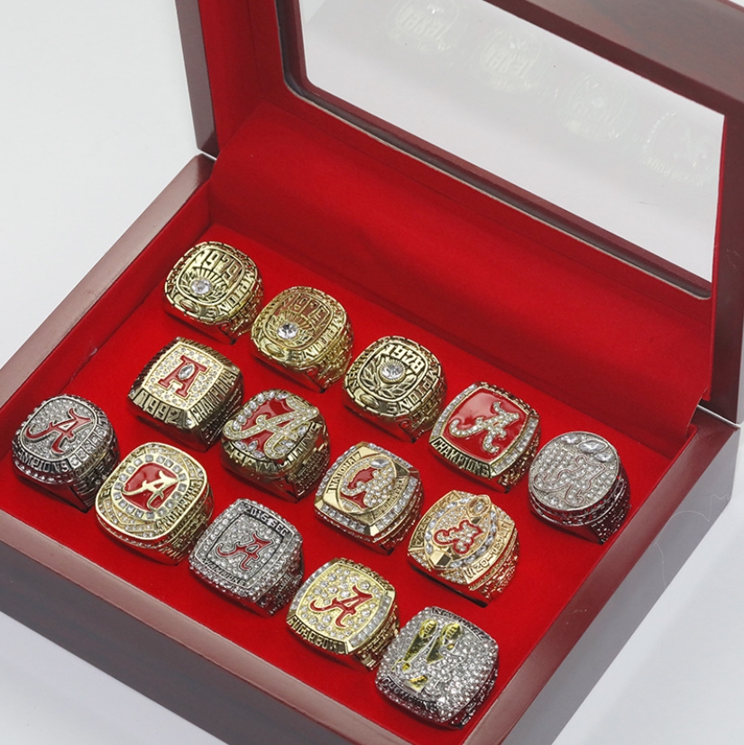Cluster Rings 14Pcs Alabama Crimson Roll Tide National American Football Championship Ring Set Souvenir Men Fan Gift Wholesale Drop D
