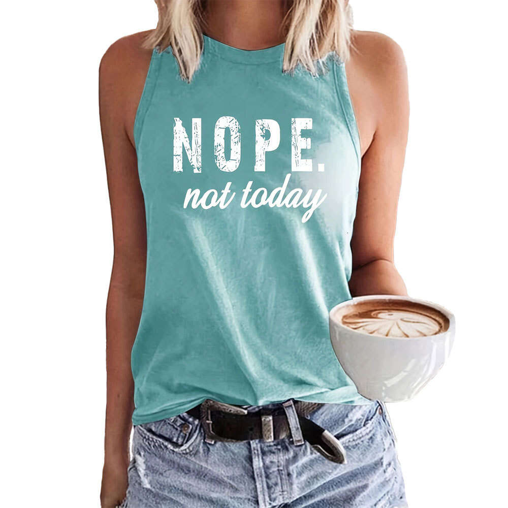 2024 Women's Fun Letter Round Neck Loose Casual Sleeveless Tank Top for Women