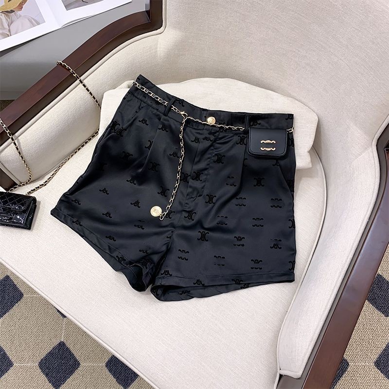 Shorts designer new womens Celins's Summer Versatile Ribbon Waist Shorts fashion brand Wang Waist Small Fragrance Casual Female