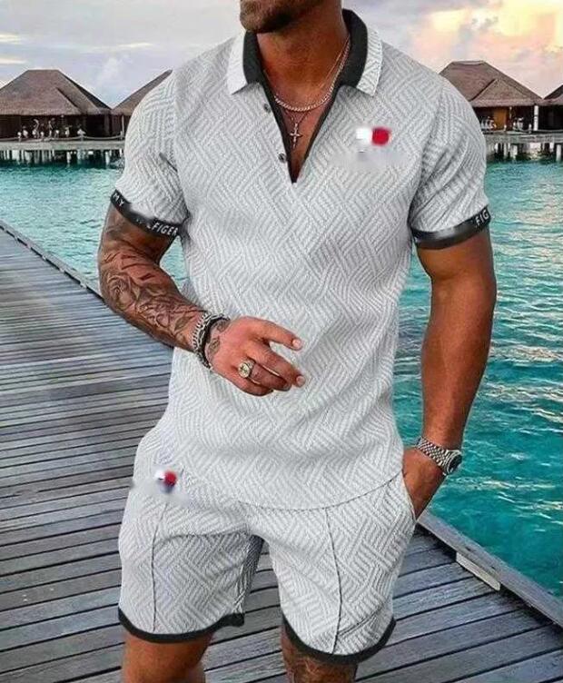 Mens Designer Tracksuits Plus Size 5XL Luxury Two Piece Set Autumn Brand Printed Outfits Cotton Blend Short Sleeve Polo T-shirt And Shorts Sports Suit