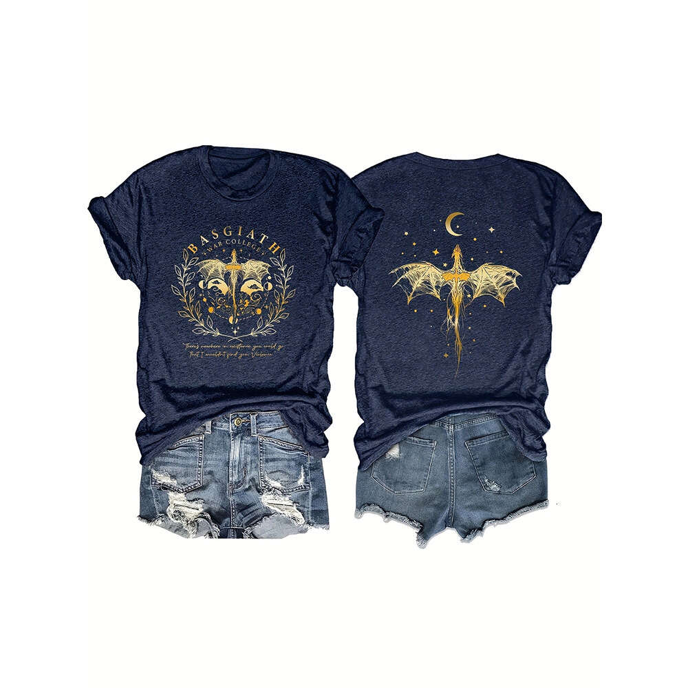 Women's Dragon Knight War Academy Casual Loose Round Neck Short Sleeve T-shirt Top