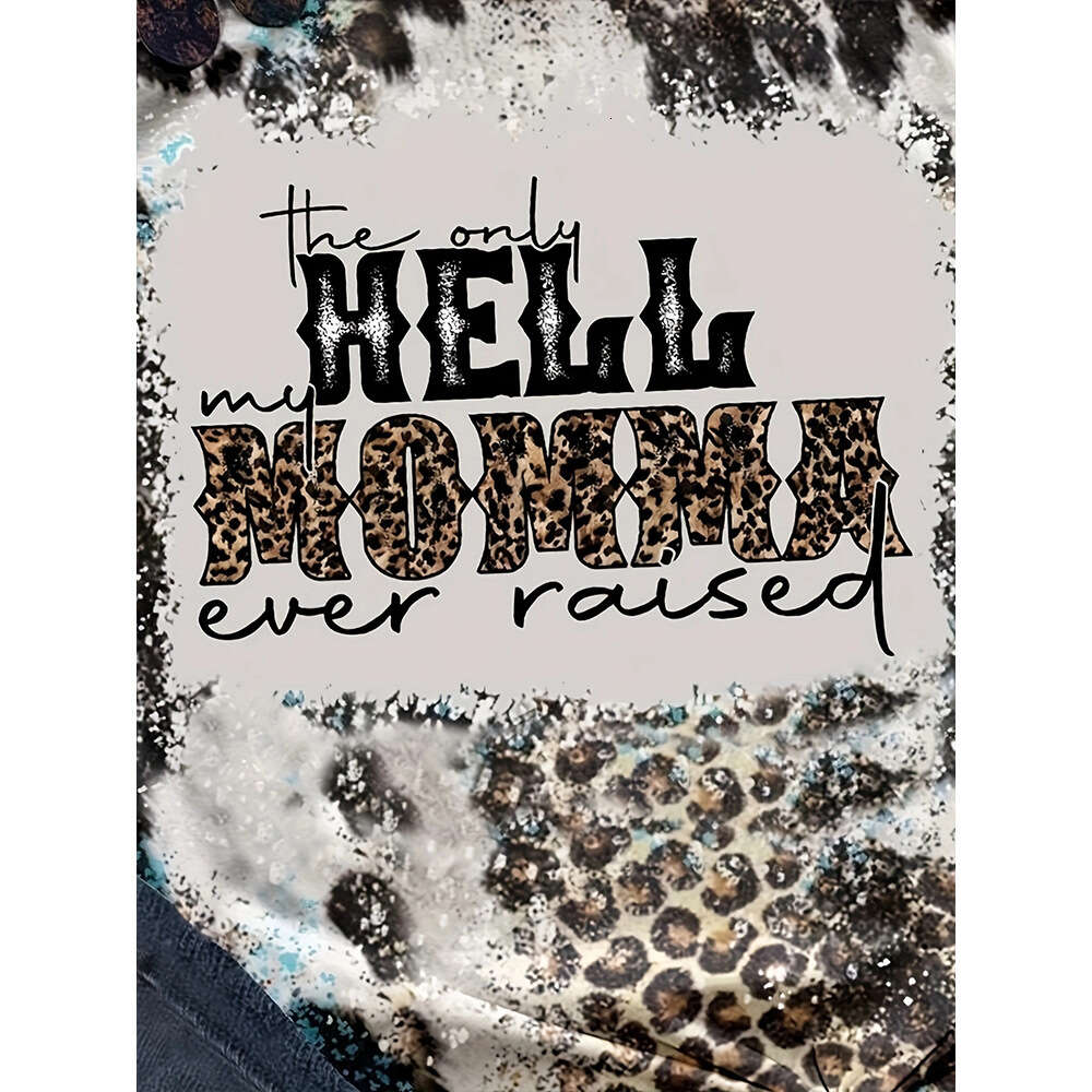 Tie Dyed Letter Printing Casual Loose Round Neck Short Sleeve T-shirt Women's Top