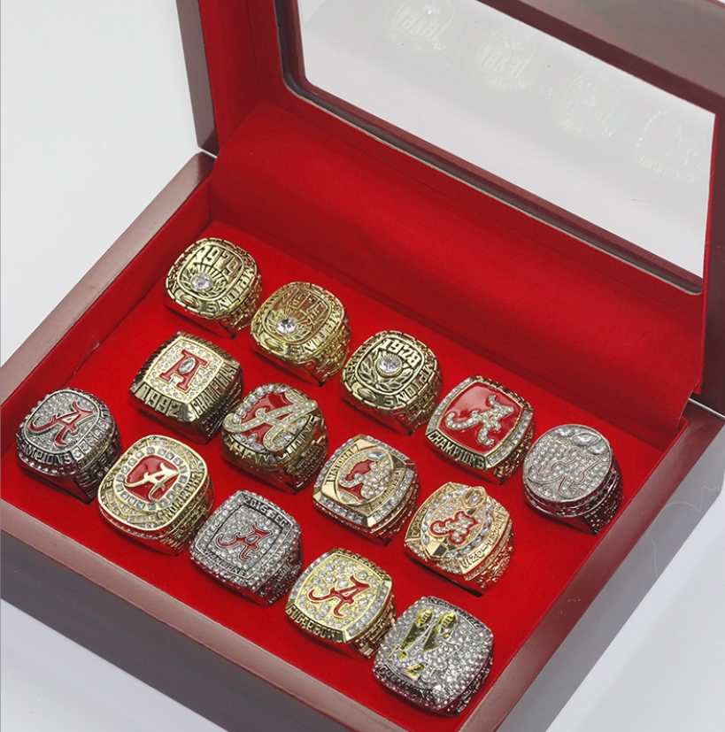 Cluster Rings 14Pcs Alabama Crimson Roll Tide National American Football Championship Ring Set Souvenir Men Fan Gift Wholesale Drop D